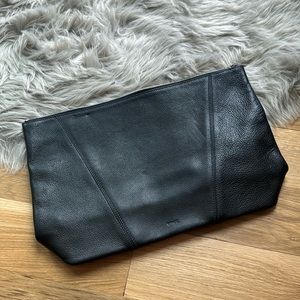 Vince black pebbled leather clutch / pouch